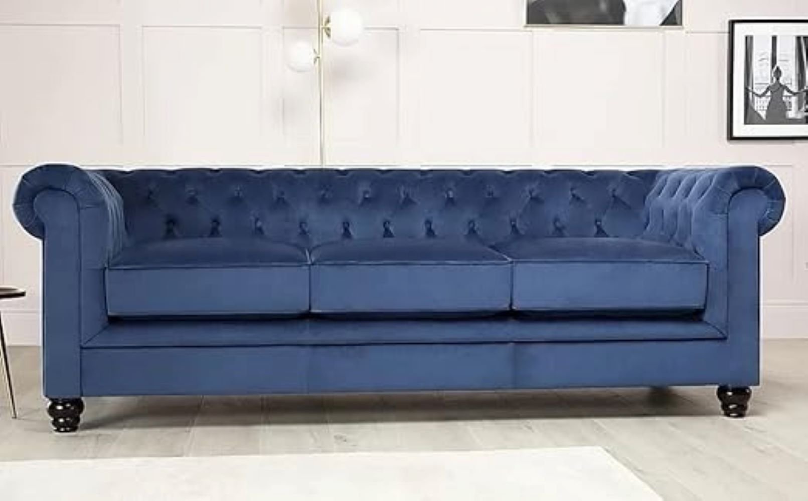 Marina Solid Wood 3 Seater Fabric Chesterfield Sofa for Living - Torque India